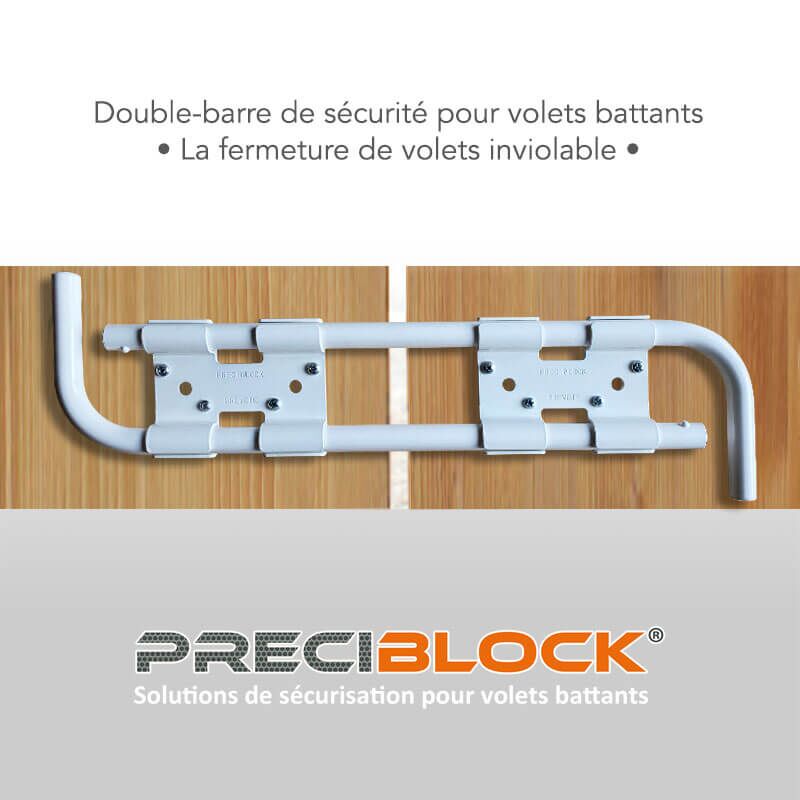 Double-barre de sécurité pour volets blancs